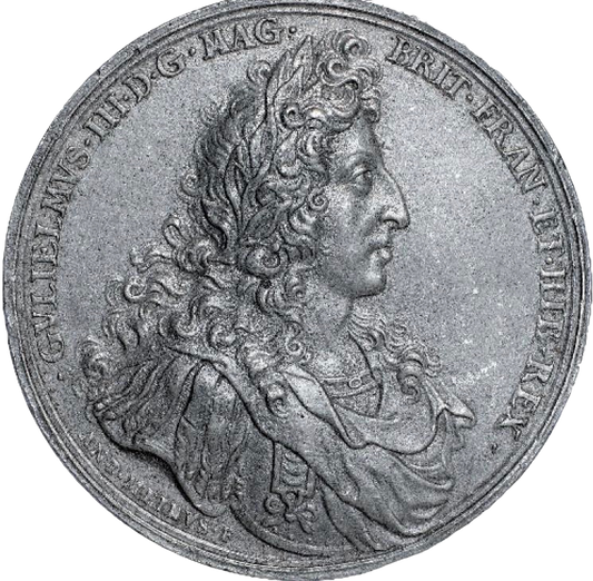 1689 Crown offered to William 61mm pewter medal MI 657/17 E306 EF