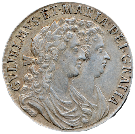 1689 Halfcrown First busts Edge PRIMO S3434 ESC 834 NEF