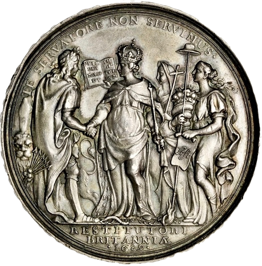1689 Act of Toleration 49mm silver medal MI 683/64 E314 NEF