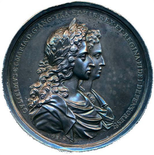 1689 William and Mary, Restorers of the Church 52mm silver medal MI 658/18 E307a EF