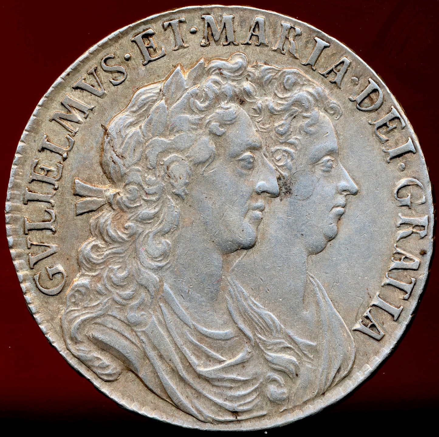 1689 Halfcrown First busts Edge PRIMO S3434 ESC 834 NEF