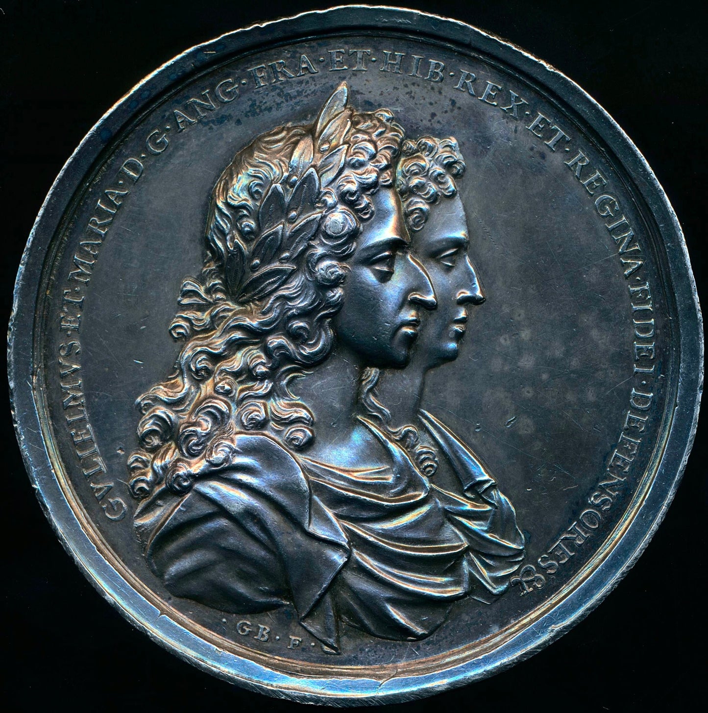 1689 William and Mary, Restorers of the Church 52mm silver medal MI 658/18 E307a EF