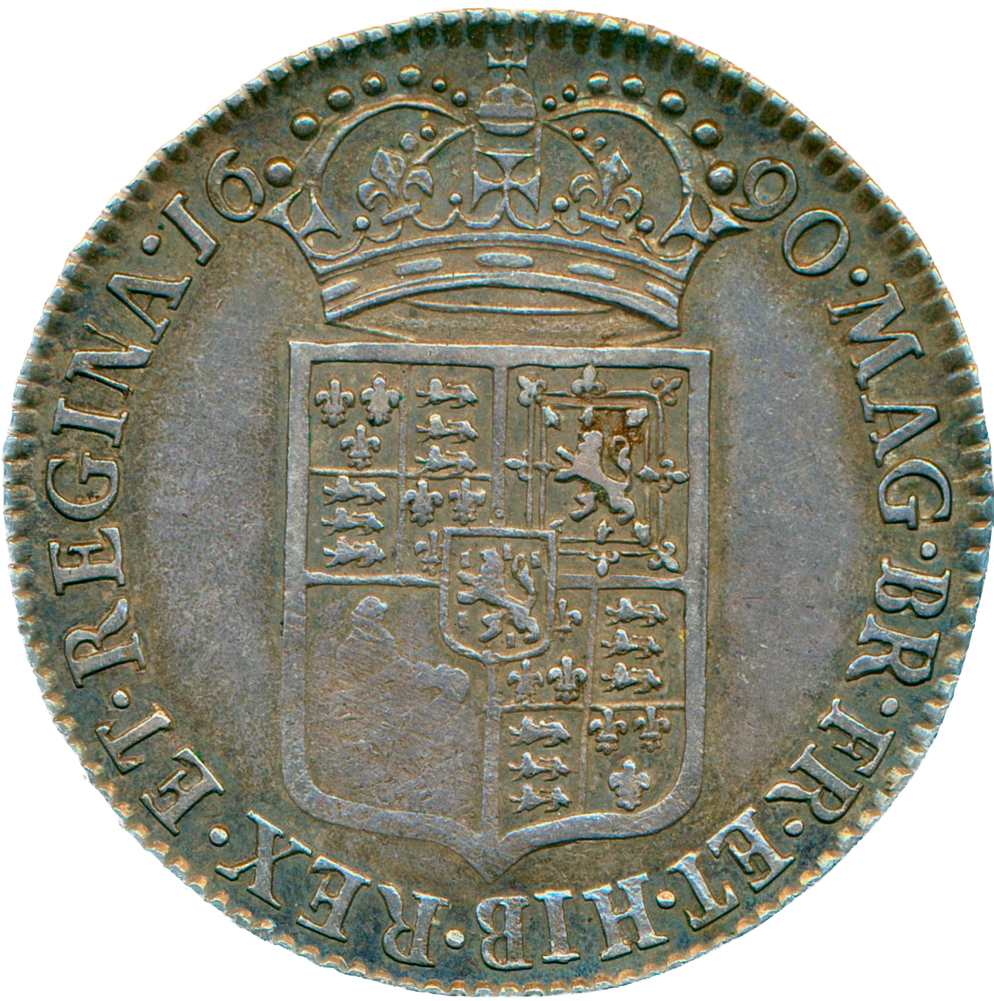 1690 Halfcrown First busts Edge TERTIO S3435 ESC 849 Very rare (R2) VF
