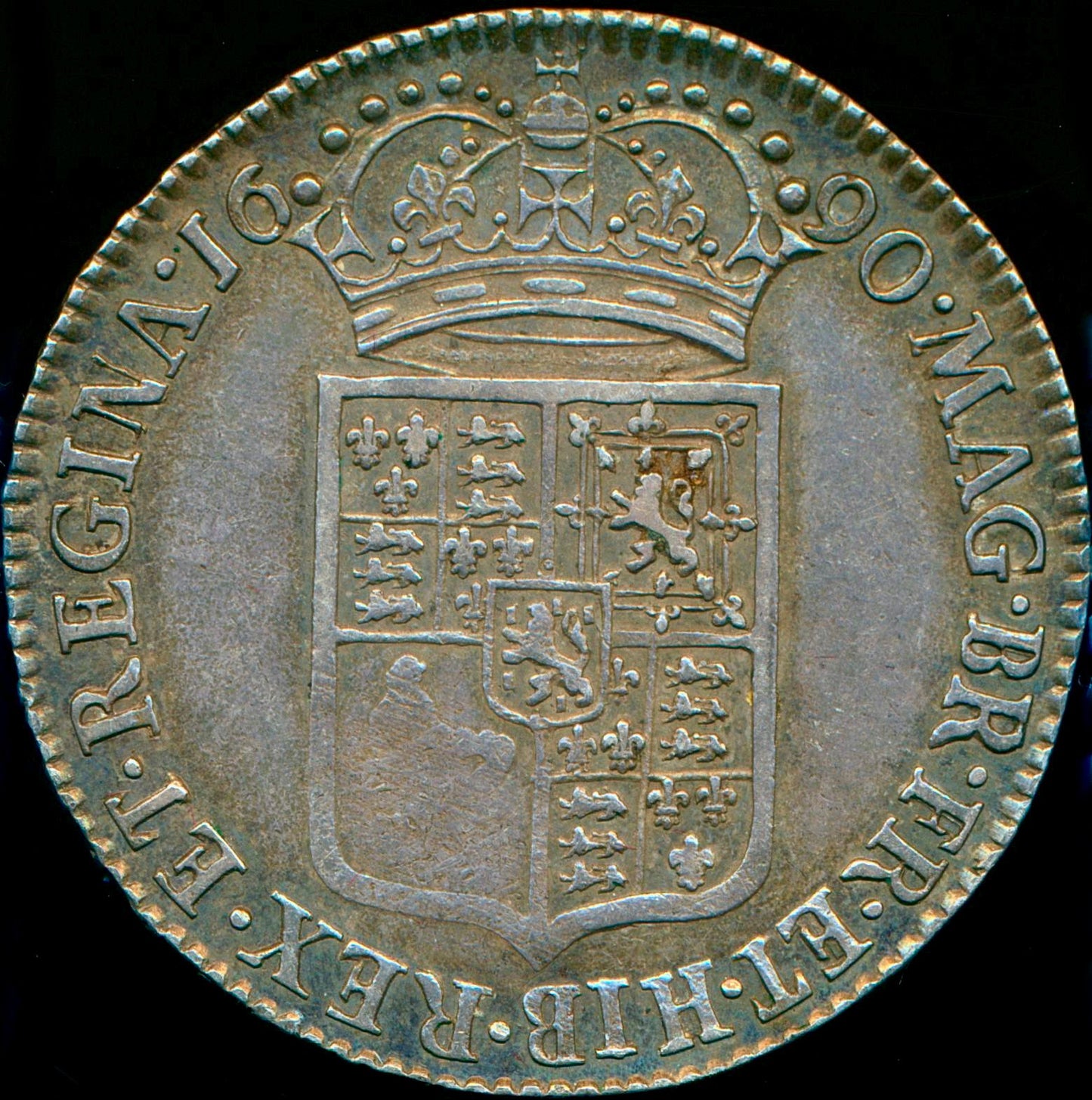 1690 Halfcrown First busts Edge TERTIO S3435 ESC 849 Very rare (R2) VF