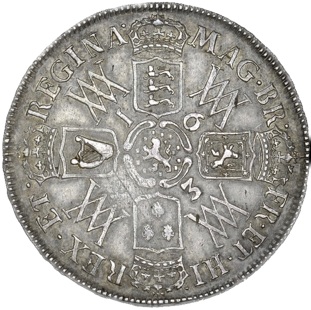 1693 Halfcrown Second busts Edge QVINTO S3436 ESC 861 GVF