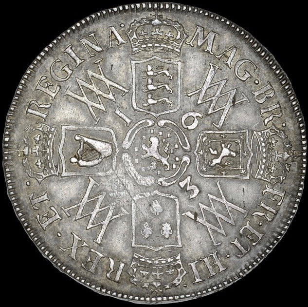 1693 Halfcrown Second busts Edge QVINTO S3436 ESC 861 GVF