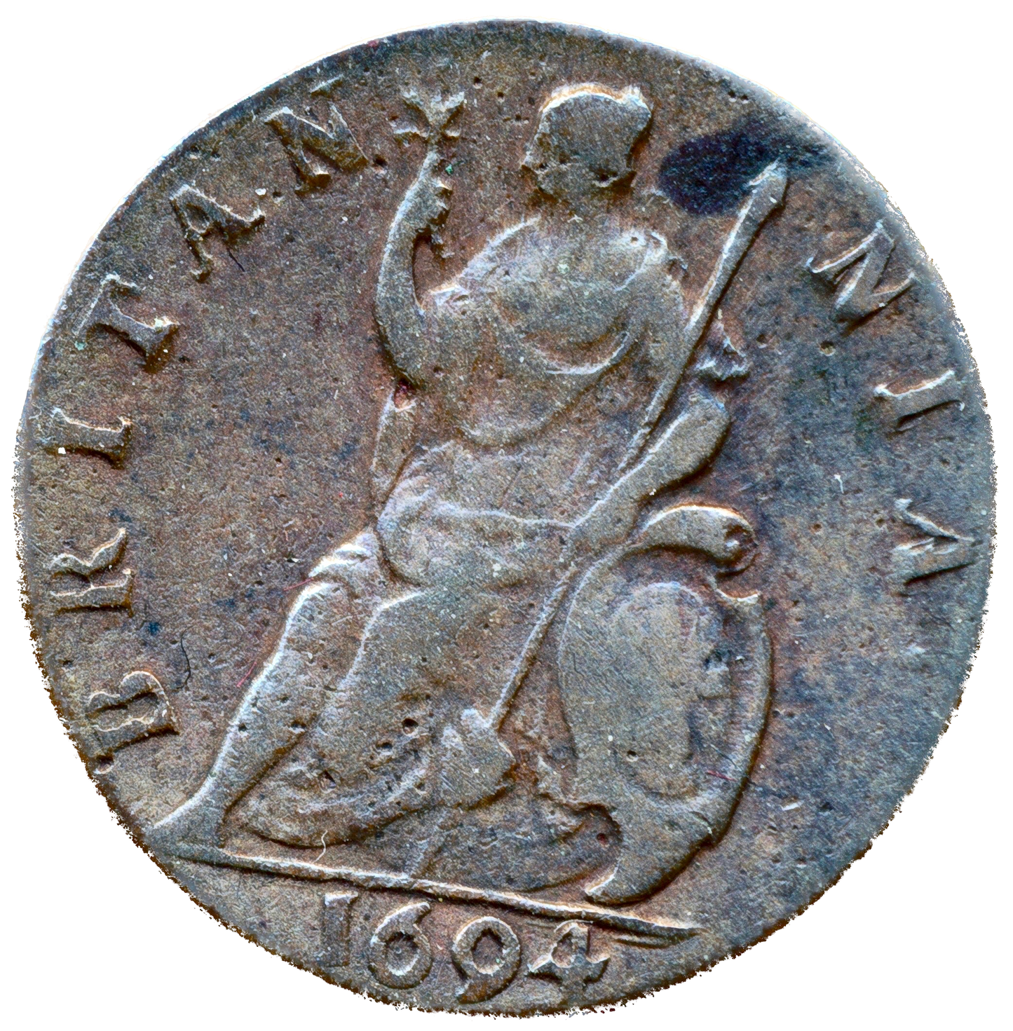 1694 Farthing S 3453 BMC 619 Single emerge line Rare VF
