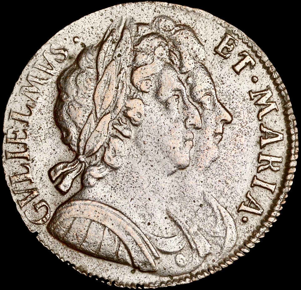 1694 Halfpenny S3452 BMC 602 Scarce GVF