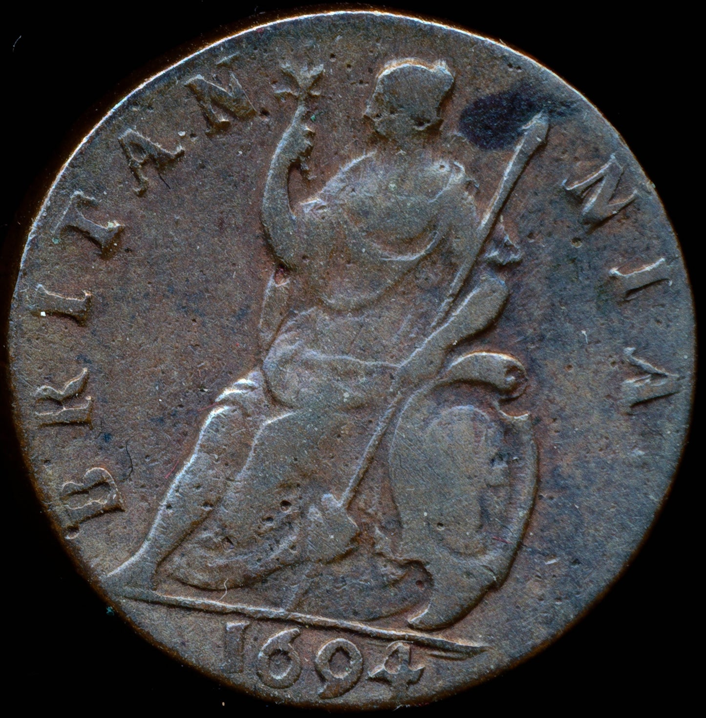1694 Farthing S 3453 BMC 619 Single emerge line Rare VF