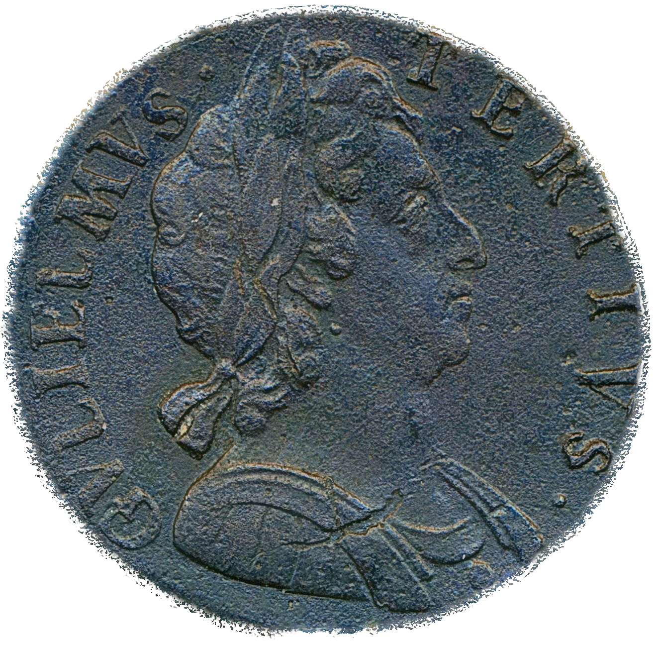 1695 Halfpenny (type 1) S3554 BMC 638 Very scarce GVF/VF
