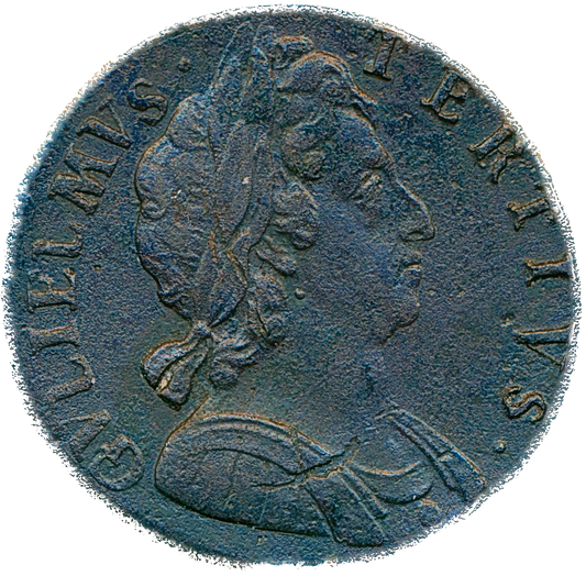 1695 Halfpenny (type 1) S3554 BMC 638 Very scarce GVF/VF