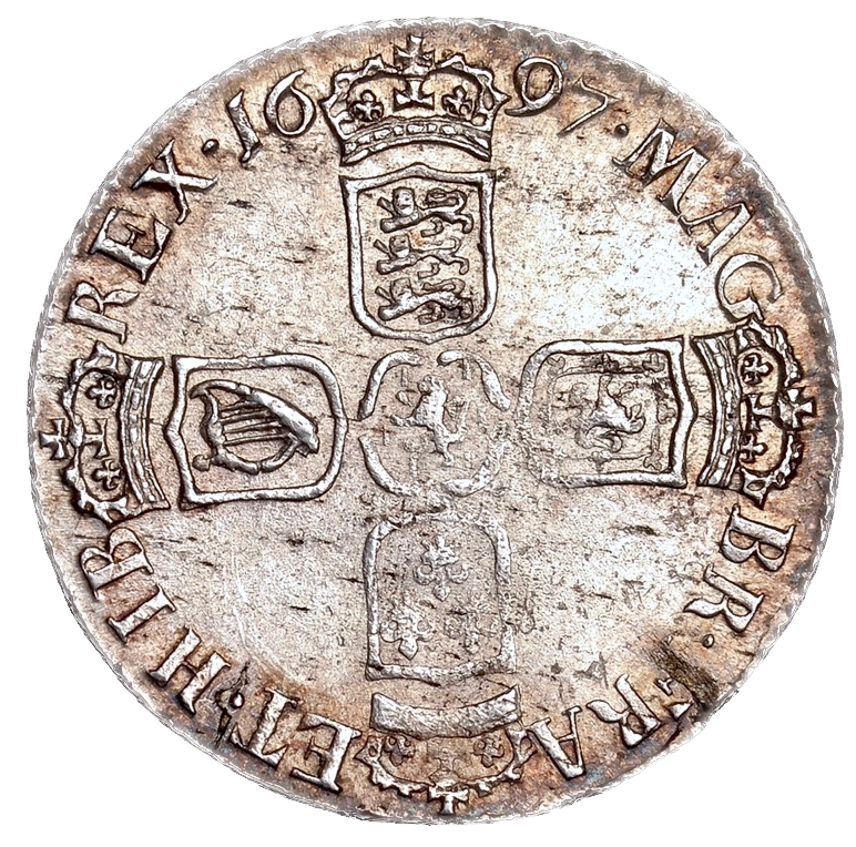 1697 Sixpence Third bust GVLIEIMVS error S3538 ESC 1237 Excessively rare (R4) UNC