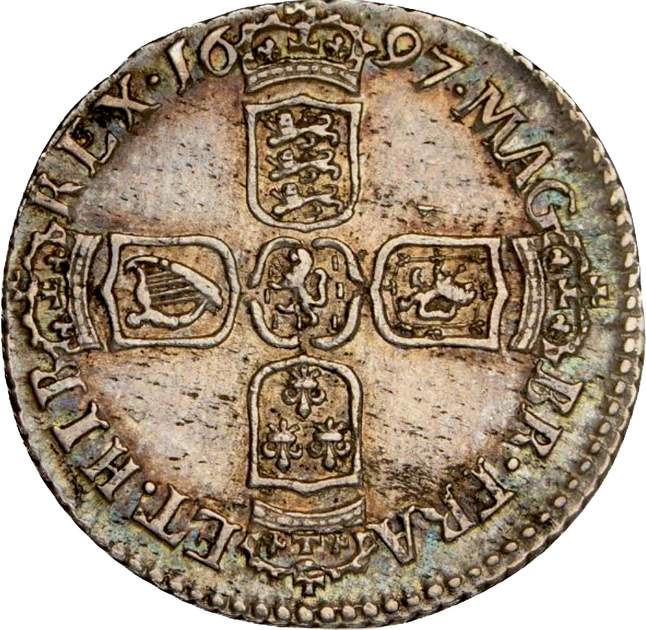 1697 Sixpence First bust Bristol Mint S3532 ESC 1261 Rare VF/GVF