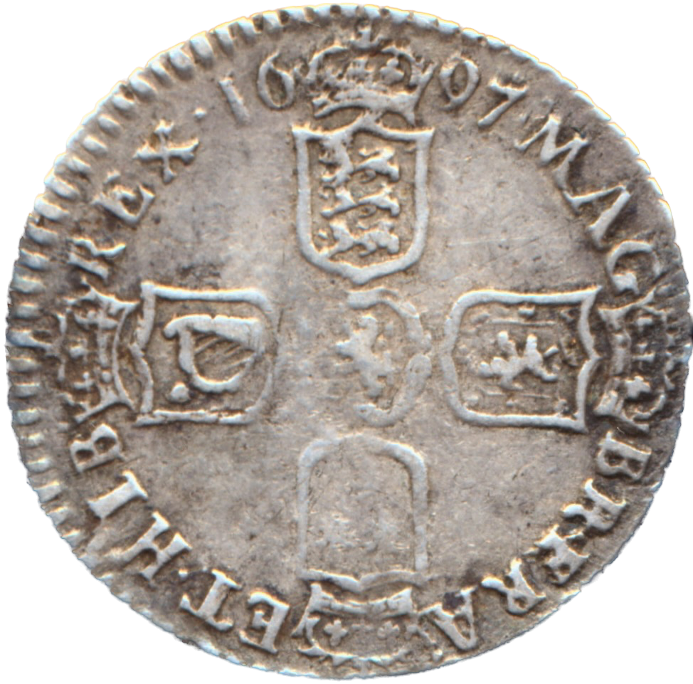1697B Sixpence First bust Bristol Mint B over E S3532 ESC 1263 NVF/GF