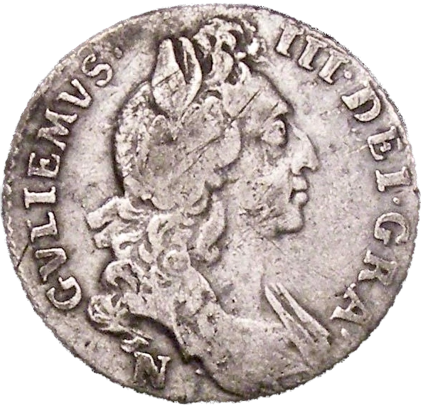 1697 Sixpence First bust Norwich Mint GVLIEMVS error S3533 ESC 1293 R5 F/AF