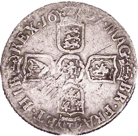 1697 Sixpence First bust Norwich Mint GVLIEMVS error S3533 ESC 1293 R5 F/AF