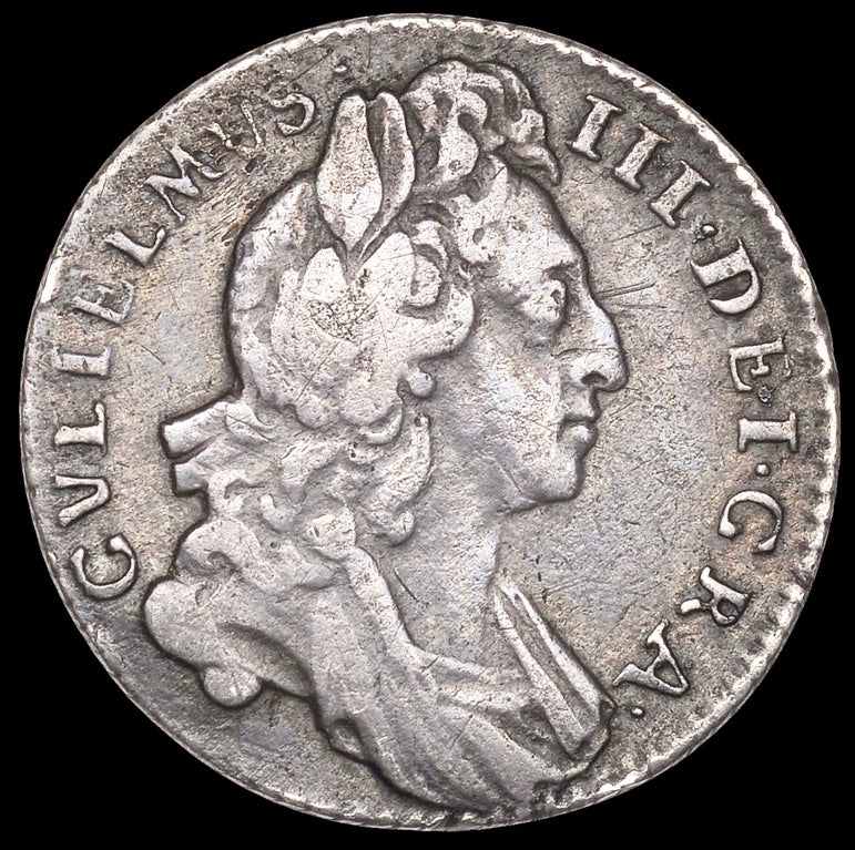 1697 Sixpence First bust Arms transposed S3531 ESC 1223 Excessively rare (R5) GF