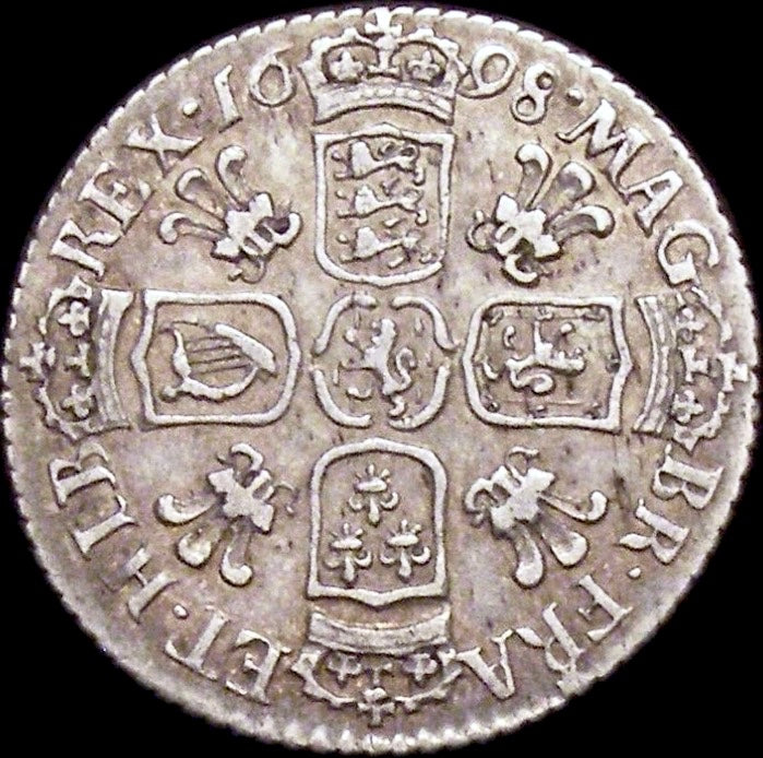1698 Sixpence Third bust Plumes in angles S3546 ESC 1244 Rare VF/GVF