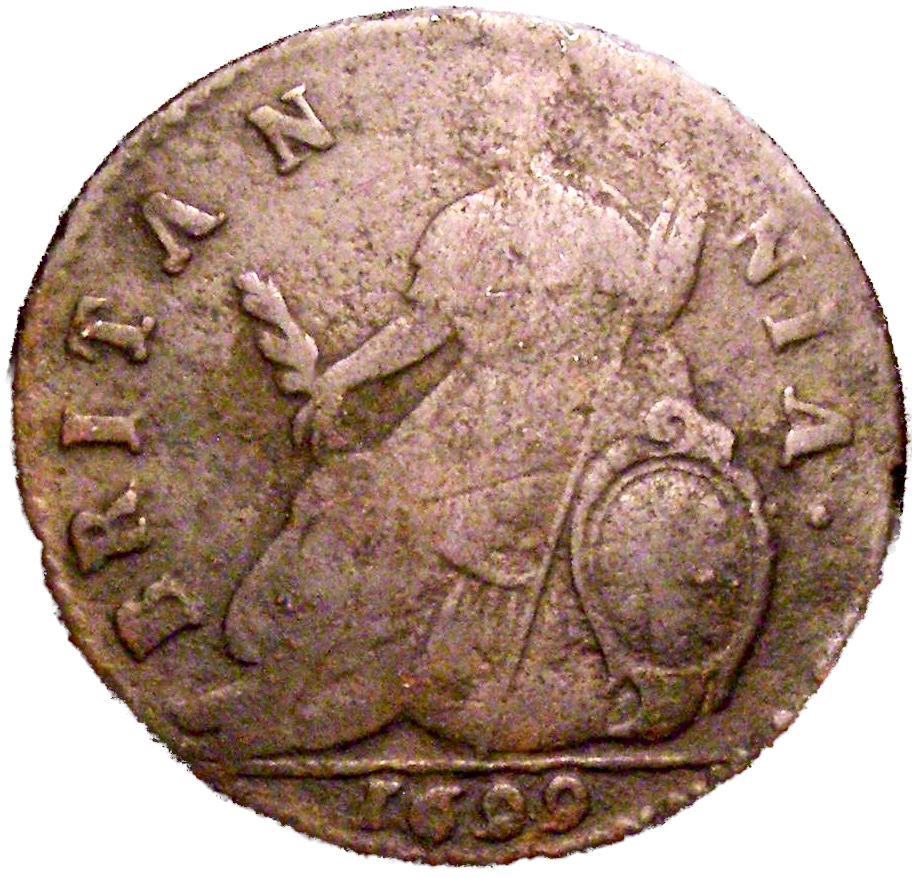 1699 Halfpenny (type 3) Unbarred As S3556 BMC 689 Very rare F