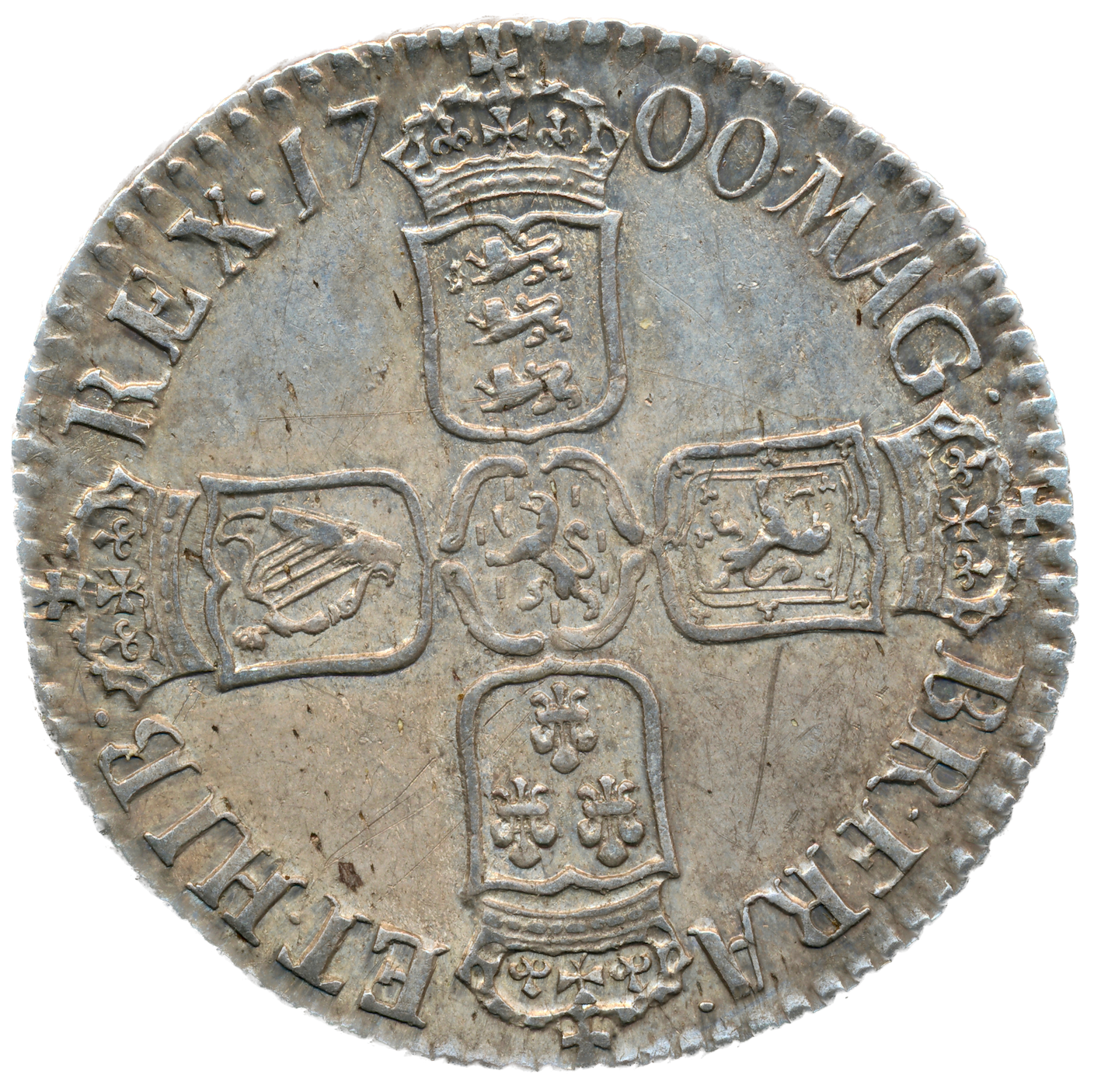 1700 Shilling Fifth bust 'High hair' Tall 00's S3516 ESC 1150 Scarce GVF