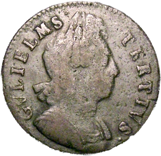 1700 Halfpenny (type 3) Unbarred As GVLIELMS error BMC 699 Very rare NF