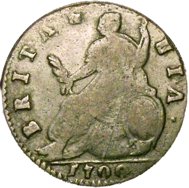 1700 Halfpenny (type 3) Unbarred As GVLIELMS error BMC 699 Very rare NF