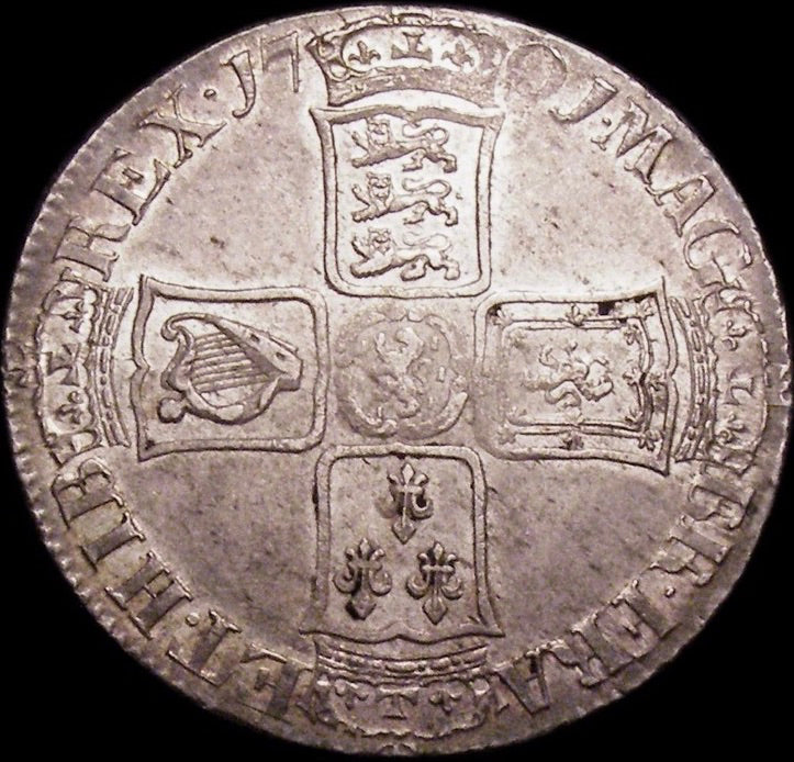 1701 Halfcrown Modified large shields Edge D. TERTIO S3494 ESC 1046 EF