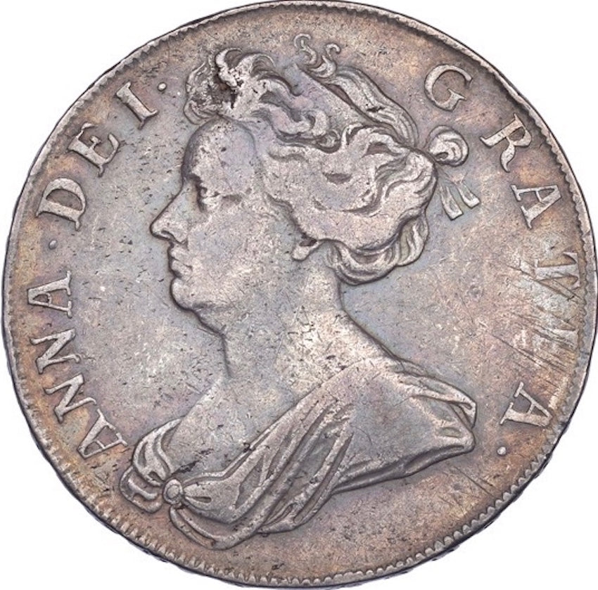 1703 Halfcrown First bust Plain in angles Edge TERTIO S3579 ESC 1357 Excessively rare (R4) GF+/AVF