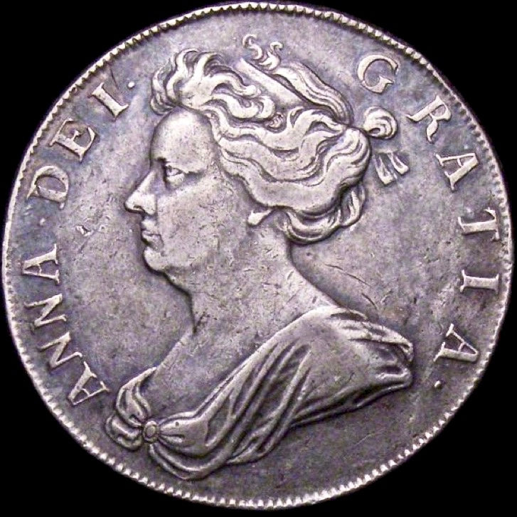 1704 Halfcrown First bust Plumes in angles Edge TERTIO S3581 ESC 1359 Very rare (R2) AVF/VF