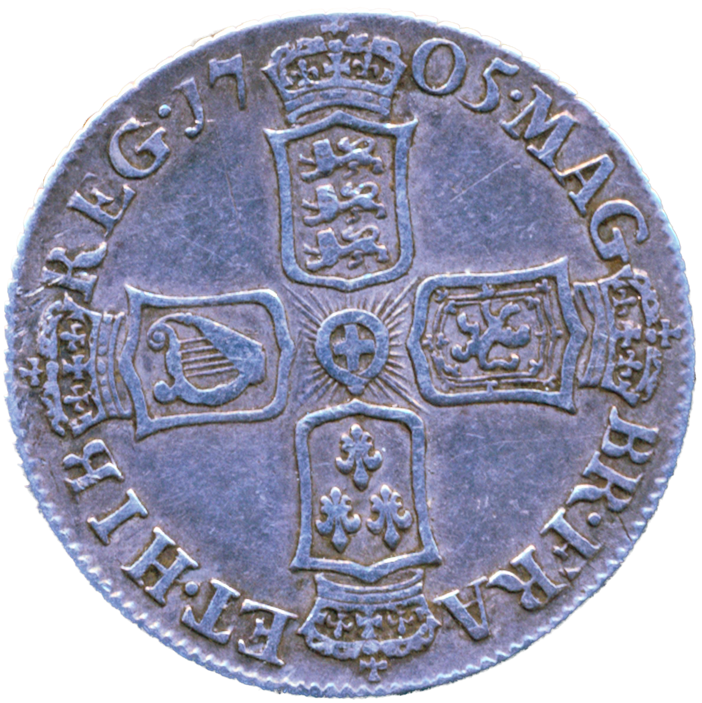 1705 Shilling Second bust Plain in angles S3587 ESC 1391 Very rare (R2) F/GF