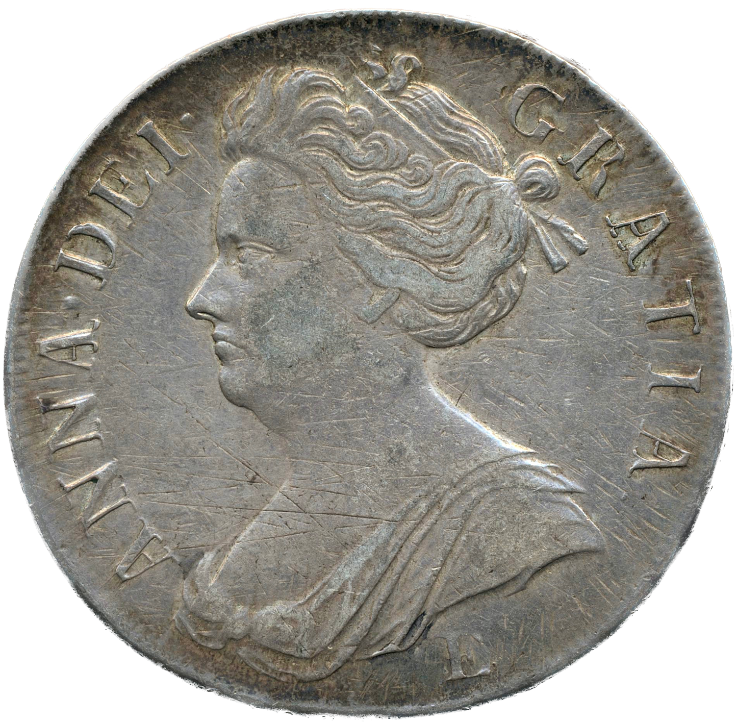 1707 Crown Second bust Edinburgh S3600 ESC 1352 VF/GVF