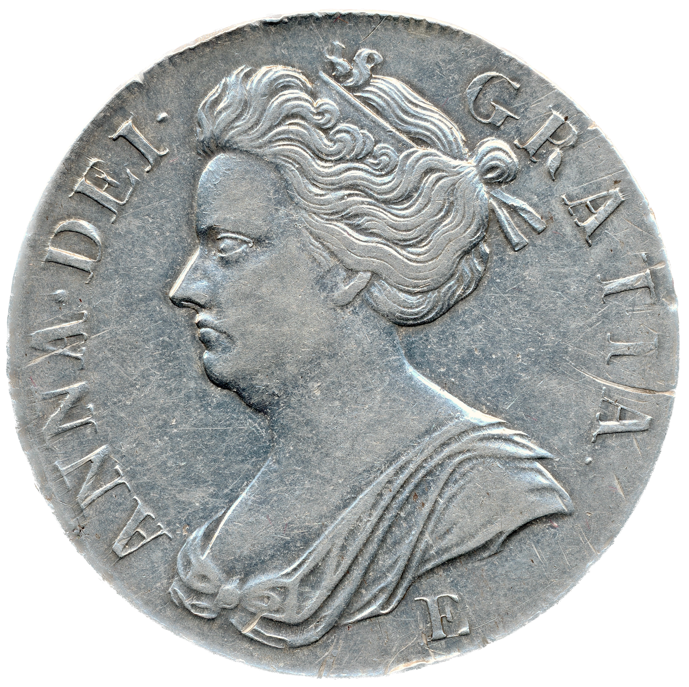 1707 Crown Second bust Edinburgh S3600 ESC 1352 GVF/NEF