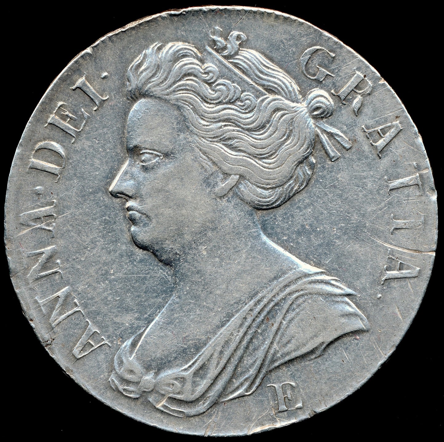 1707 Crown Second bust Edinburgh S3600 ESC 1352 GVF/NEF