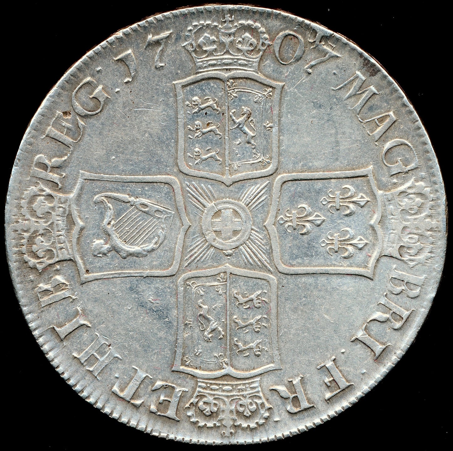 1707 Crown Second bust Edinburgh S3600 ESC 1352 GVF/NEF