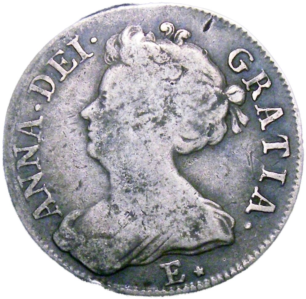 1708 E* Shilling Edinburgh local bust 2 S3609A ESC 1431 Very rare (R2) NF/F