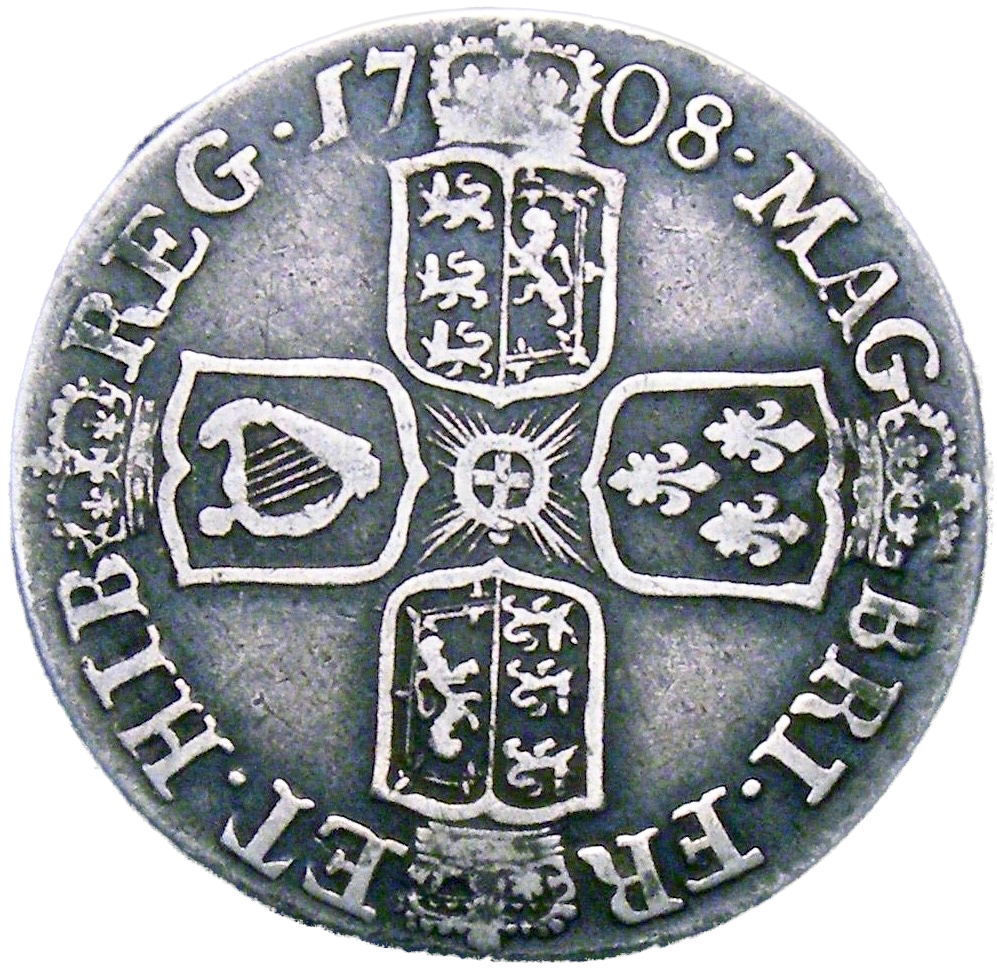 1708 E* Shilling Edinburgh local bust 2 S3609A ESC 1431 Very rare (R2) NF/F