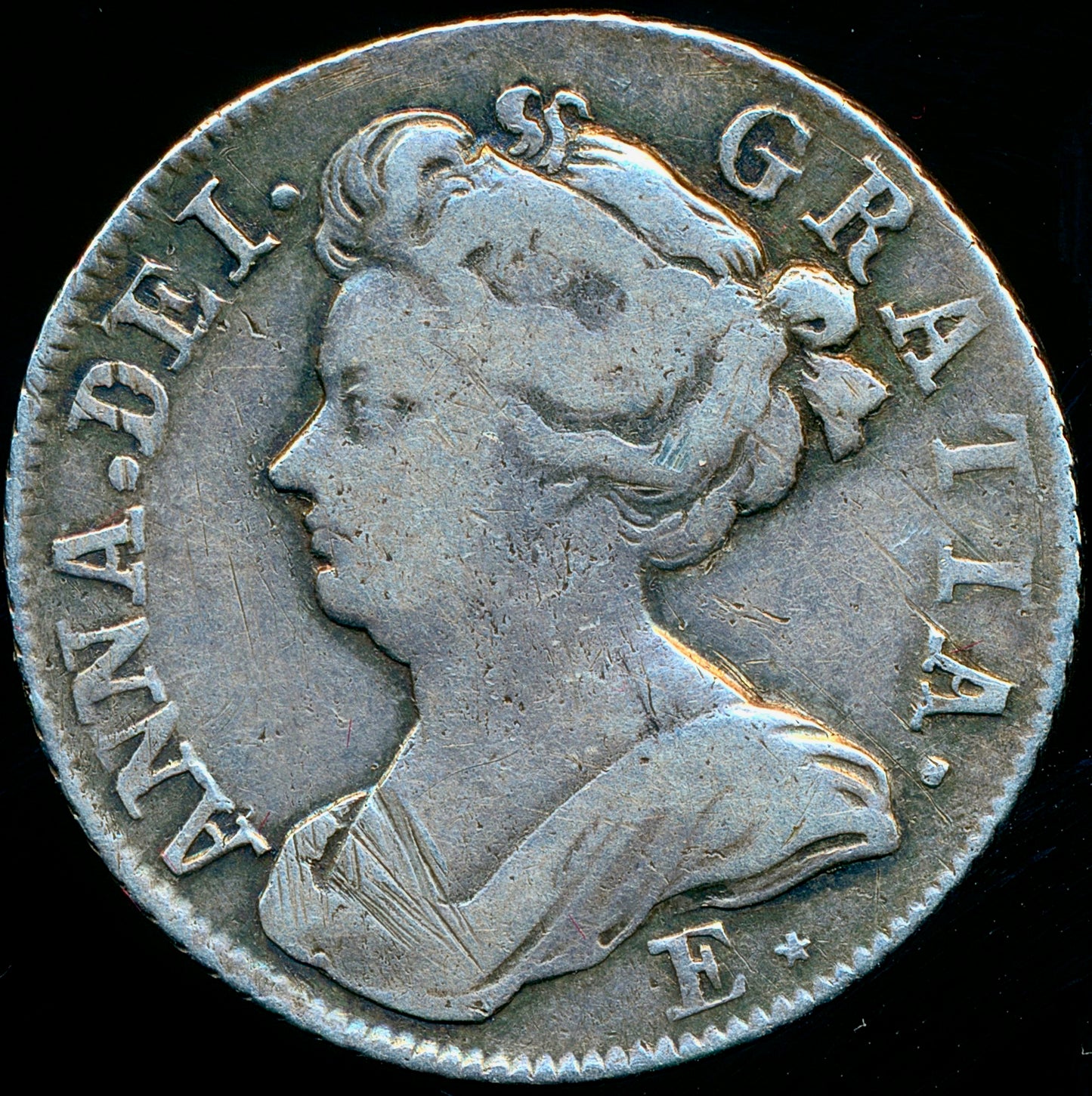 1708 E* Shilling S3615 ESC 1439 Fifth bust Very rare (R2) GF