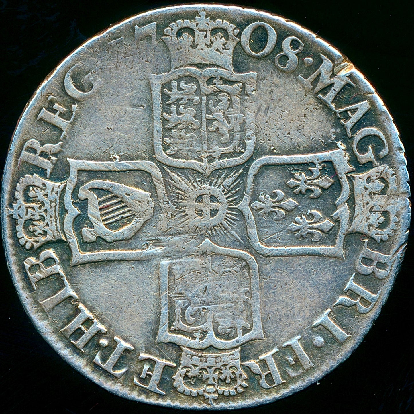 1708 E* Shilling S3615 ESC 1439 Fifth bust Very rare (R2) GF