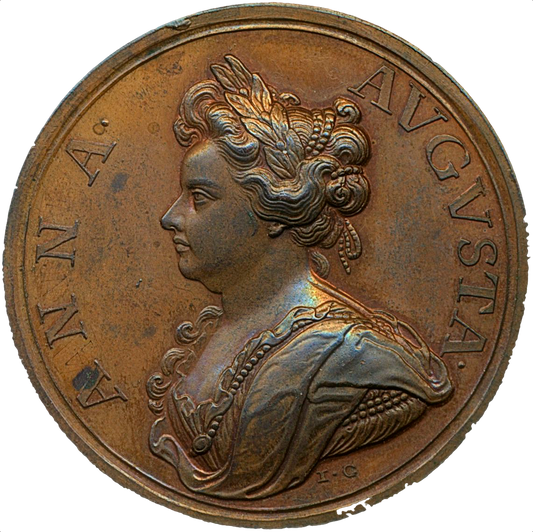1710 Capture of Douay 48mm copper medal by Croker MI 369/213 E443