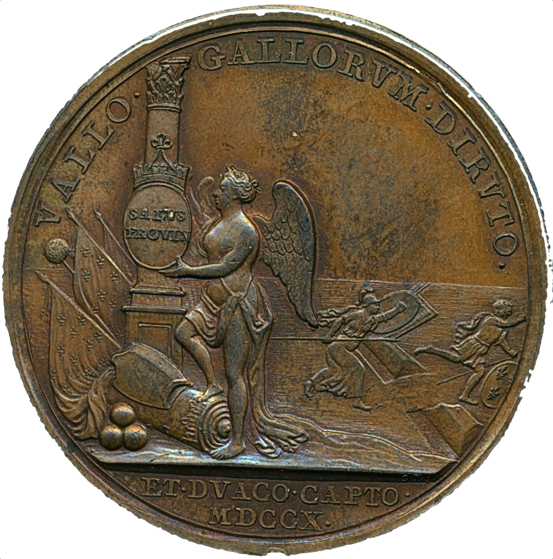 1710 Capture of Douay 48mm copper medal by Croker MI 369/213 E443