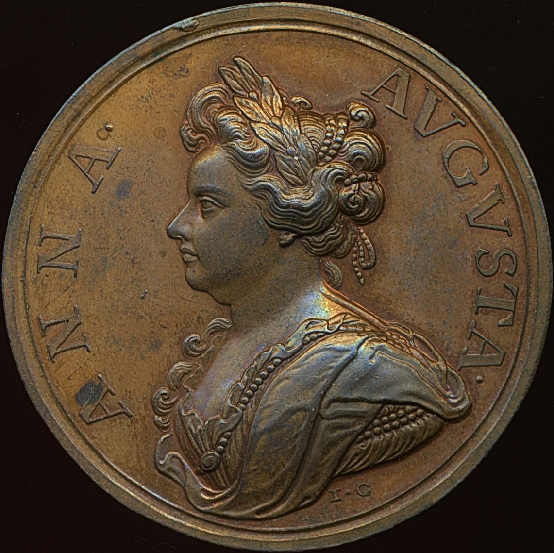 1710 Capture of Douay 48mm copper medal by Croker MI 369/213 E443