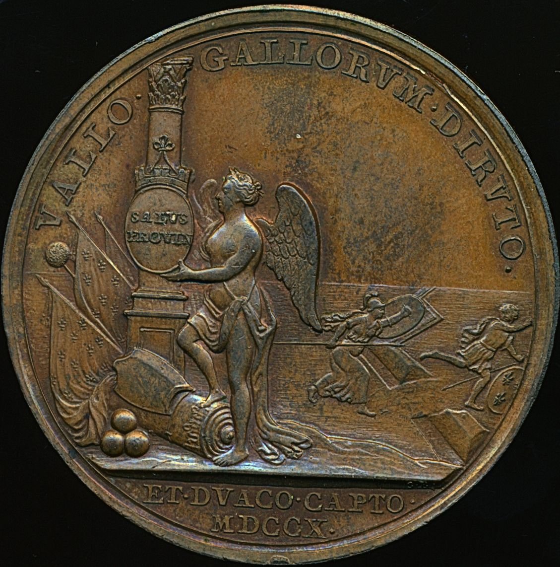 1710 Capture of Douay 48mm copper medal by Croker MI 369/213 E443