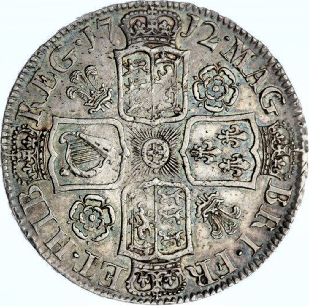 1712 Halfcrown Second bust Roses and plumes Edge UNDECIMO S3607 ESC 1374 Scarce NEF
