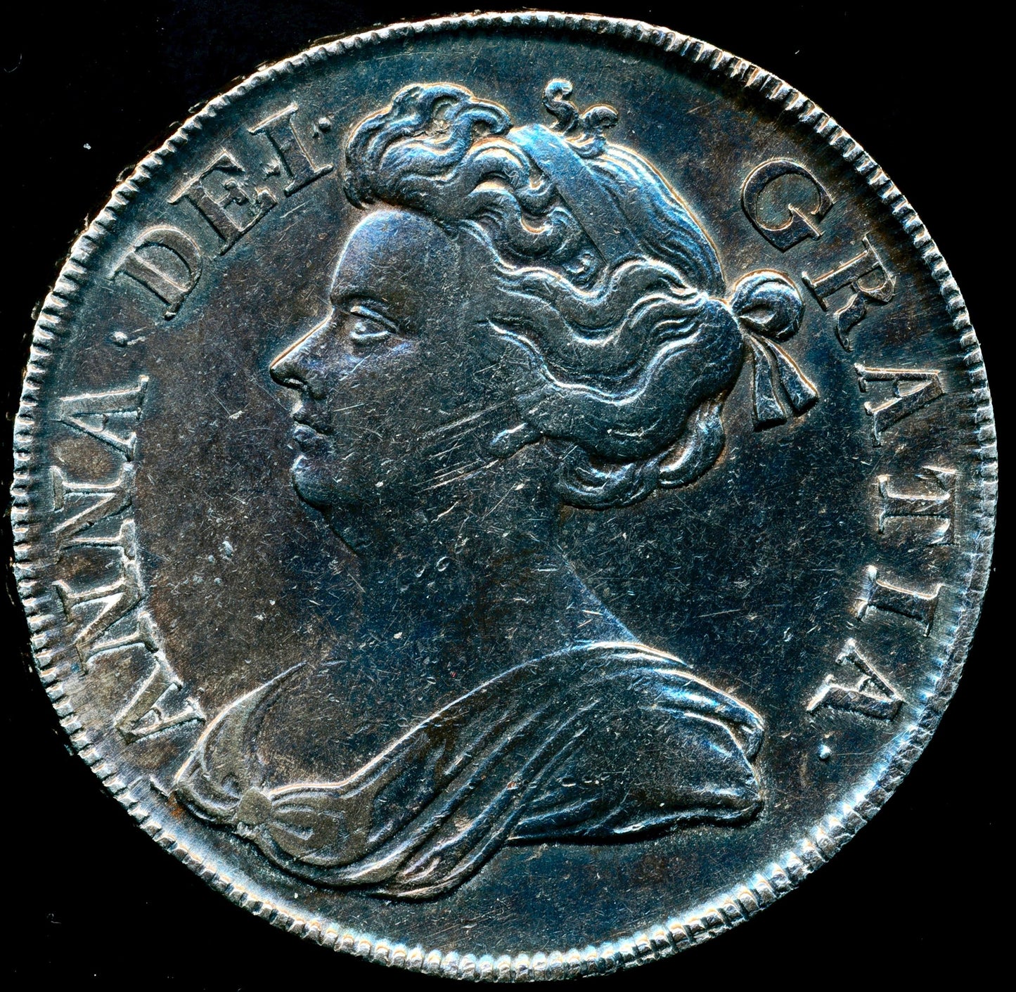 1713 Halfcrown Second bust Roses and plumes Edge DVODECIMO S3607 ESC 1375 Scarce VF/GVF