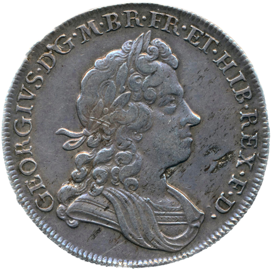 1715 Halfcrown Roses and plumes Edge SECVNDO S3642 ESC 1550 Rare VF/NEF