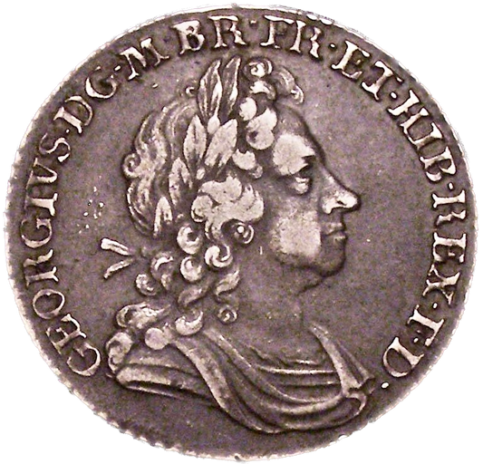1716 Shilling First bust Roses and plumes S3645 ESC 1562 Very rare (R3) VF