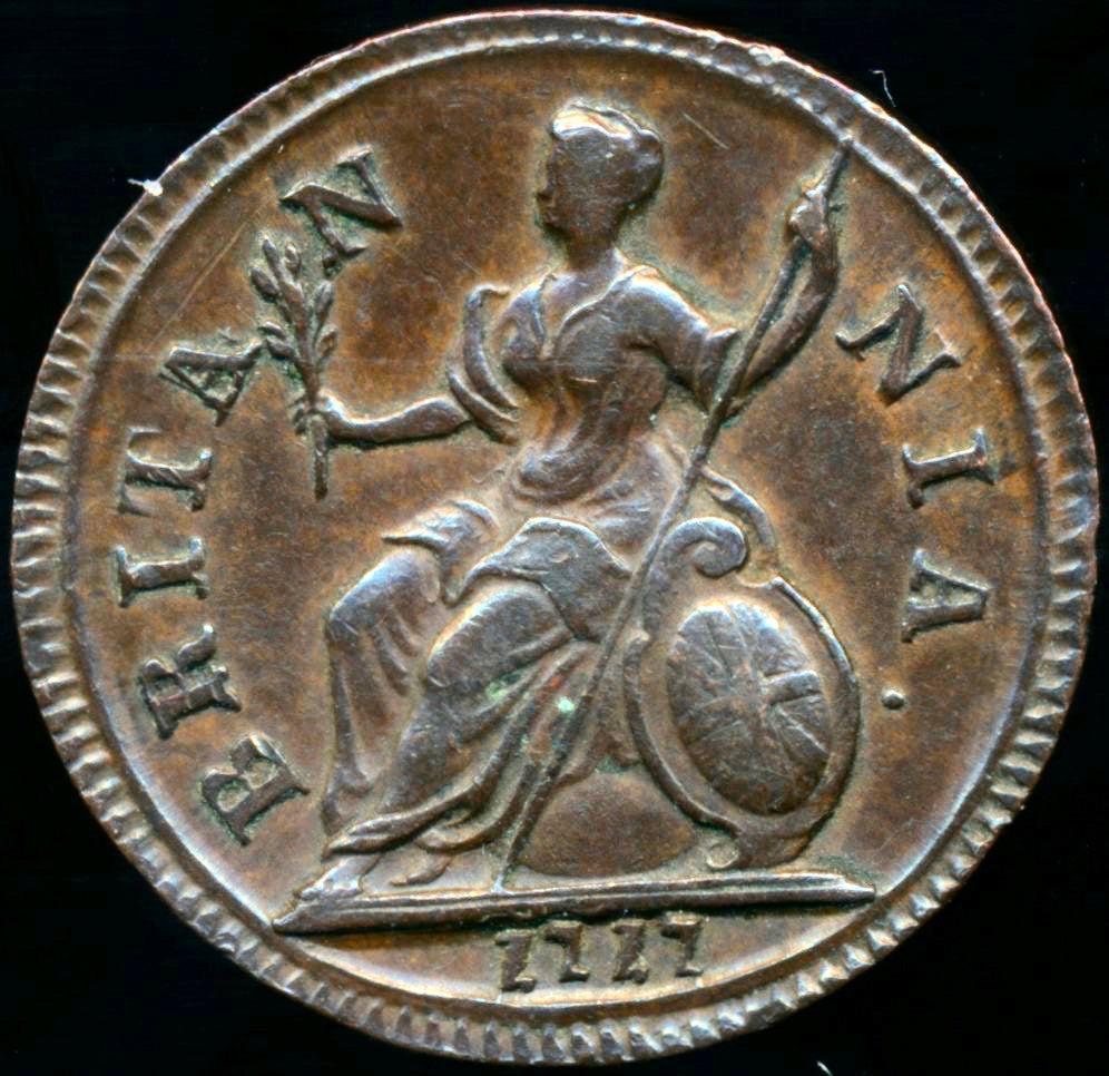 1717 Farthing S3661 BMC 783 Reverse A Very scarce GVF
