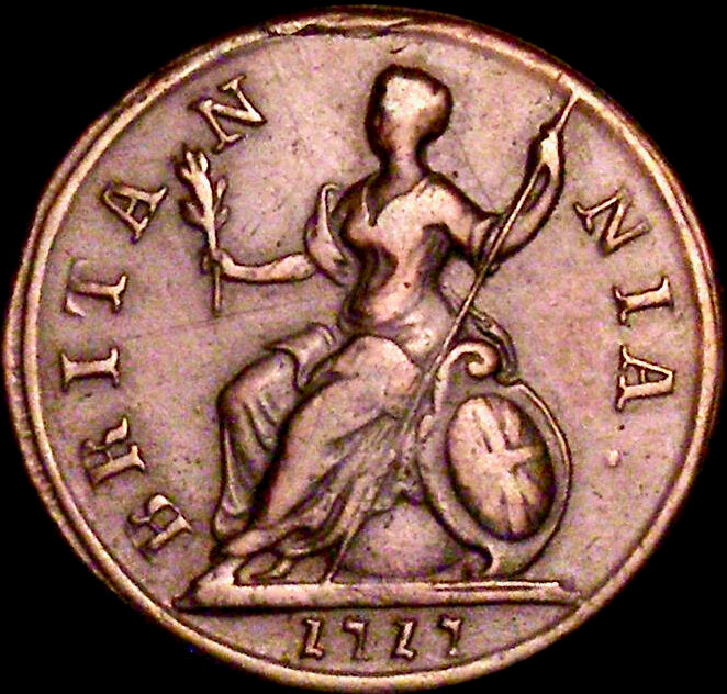 1717 Farthing S3661 BMC 783 Reverse B Very scarce VF