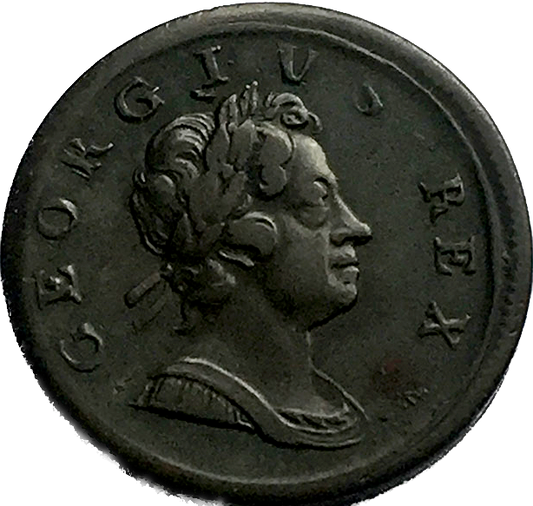1718 Halfpenny N over A in Britannia S3659 BMC 774var GVF