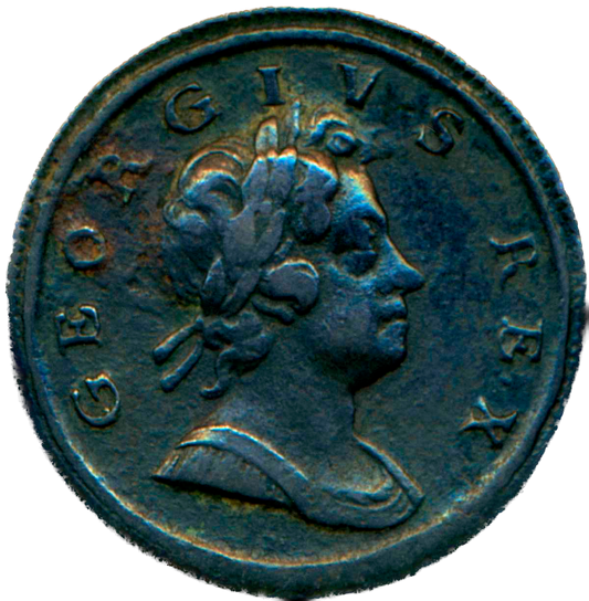 1718 Halfpenny Obverse no stops S3659 BMC 775 GVF Very rare